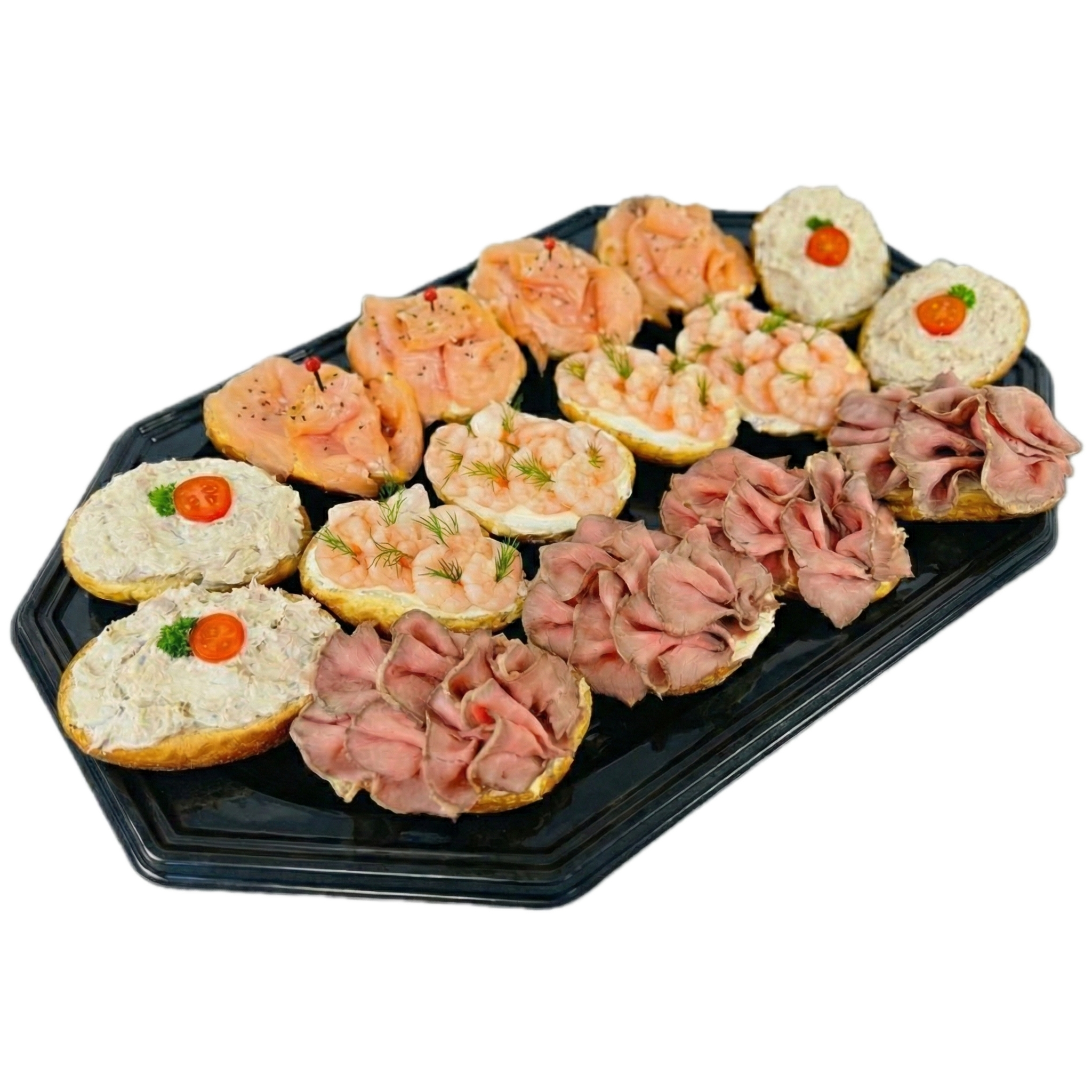 halbe Brötchen verschieden belegt
